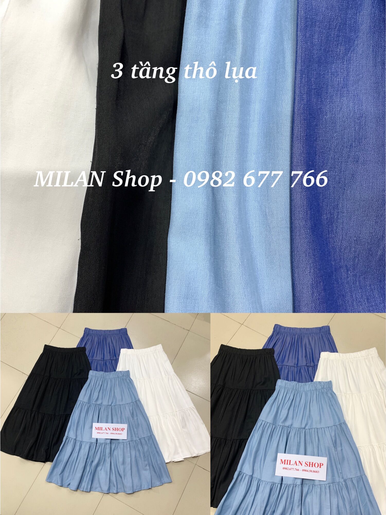 Chân váy lụa dài midi các kiểu Quảng Châu