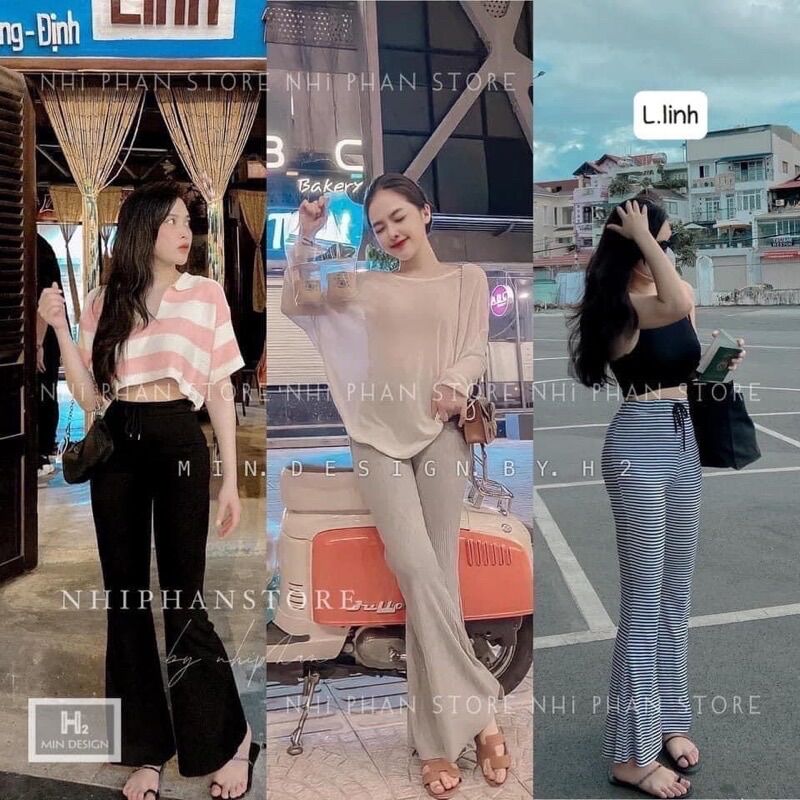 Quần ống loe cạp chun chất zip co giãn siêu tốt Sam-collection[freeship]