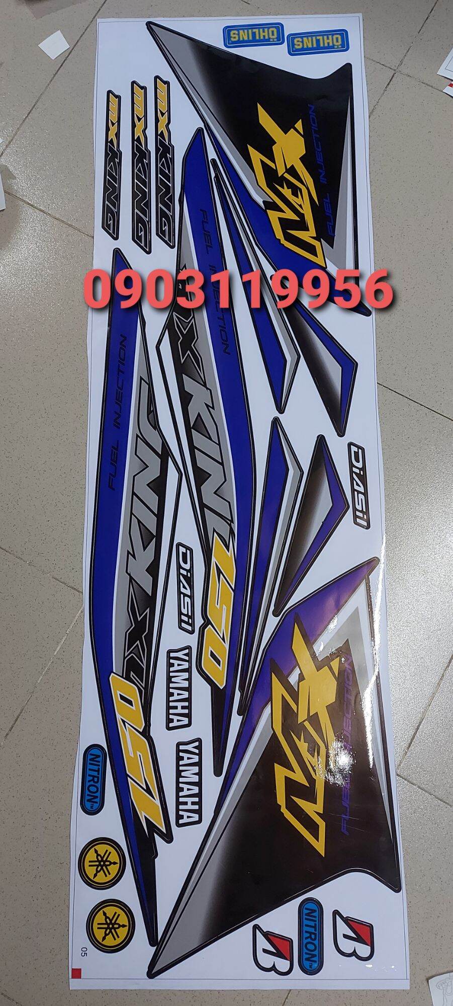 tem rời exciter 150 màu đen mxking phối xanh