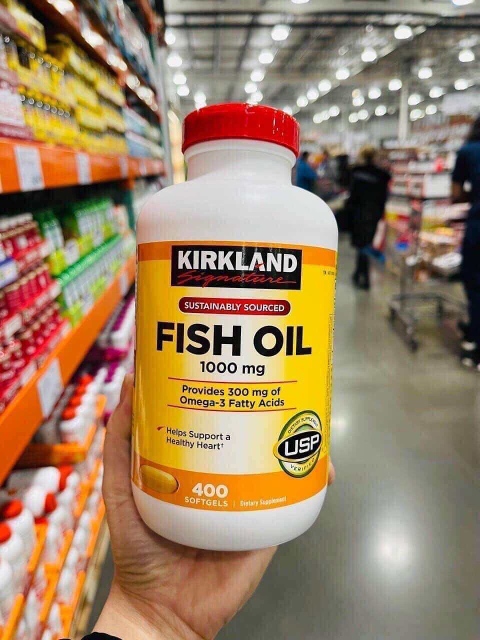 Dầu cá Omega 3 Fish oil 1000mg Kirkland - 400 viên chuẩn Mỹ