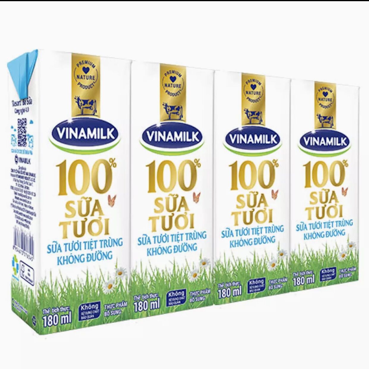 Lốc 4 hộp sữa tươi có đường 180ml