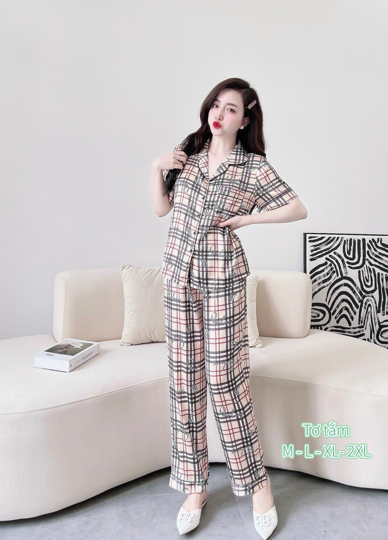 Bộ lụa mặc nhà pijama nữ lụa tơ tằm cao cấp mẫu mới hàng có đủ size