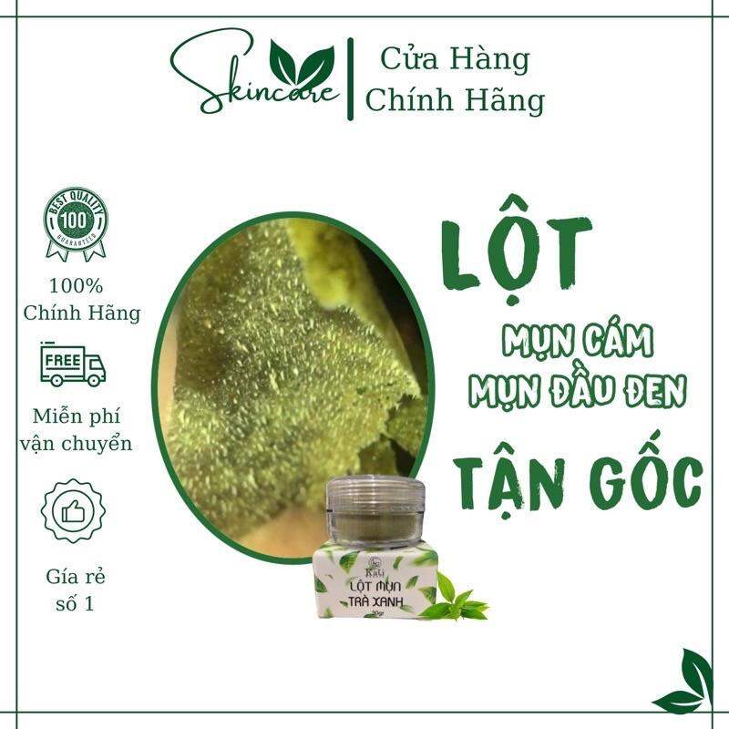 Bột lột mụn trà xanh lột sạch bụi bẩn mụn cám, mụn đầu đen, làm sạch da chiết xuất từ lá trà xanh tươi