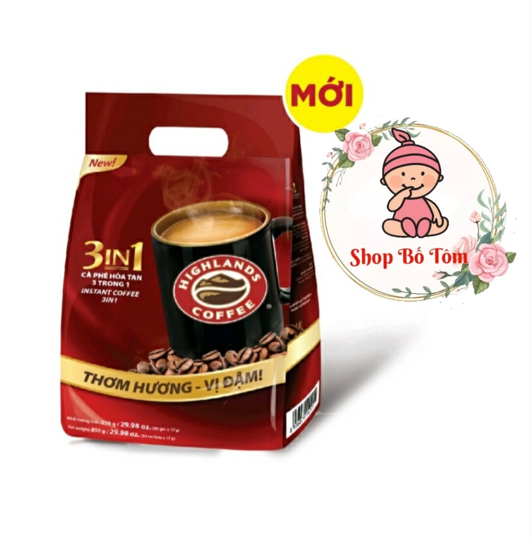 Cà Phê Highlands Coffee 3in1 Hòa Tan (50 Gói/túi x 17g/gói)