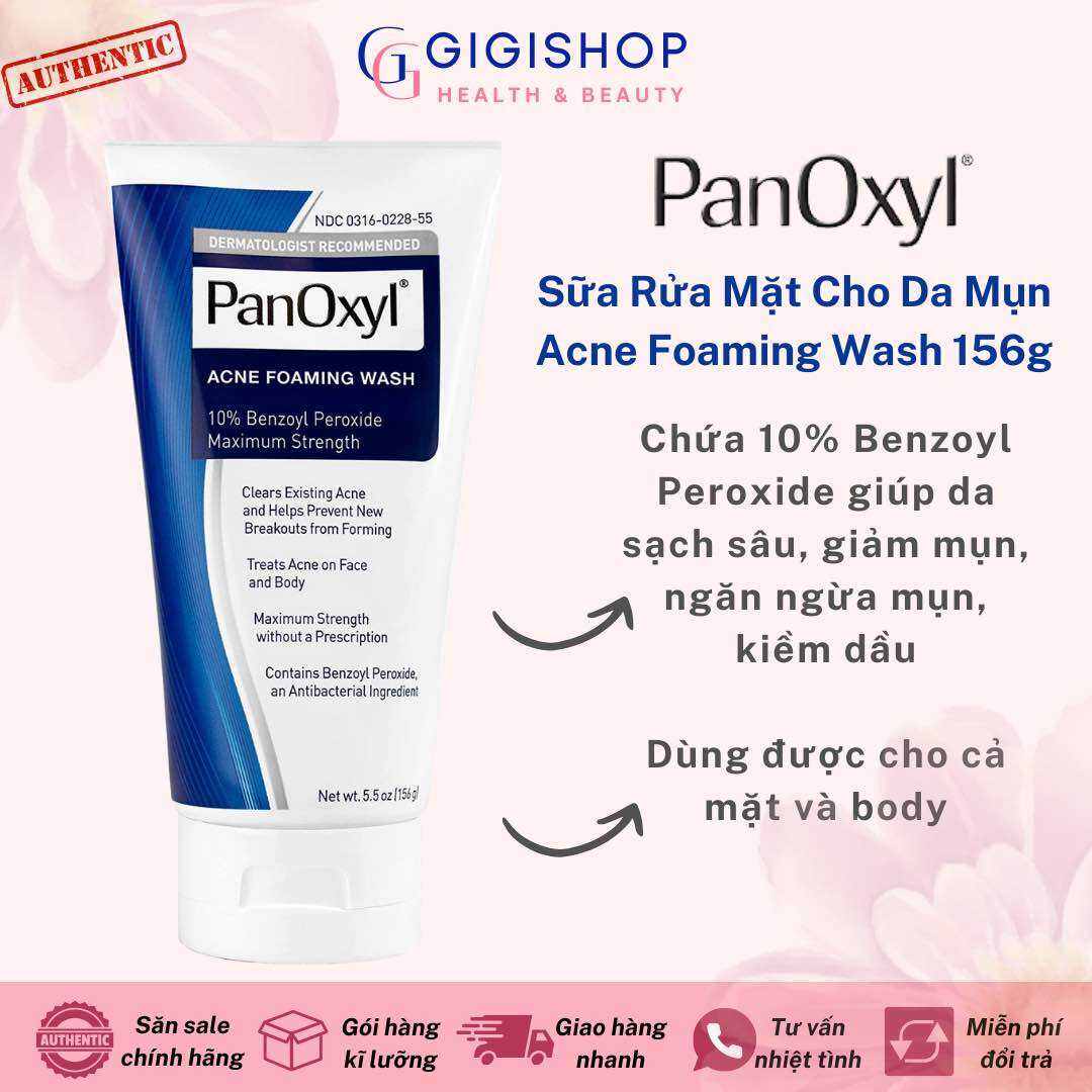 Sữa Rửa Mặt Dành Cho Da Mụn PanOxyl Foaming Acne Wash Maximum Strength 10% Benzoyl Peroxide 156g