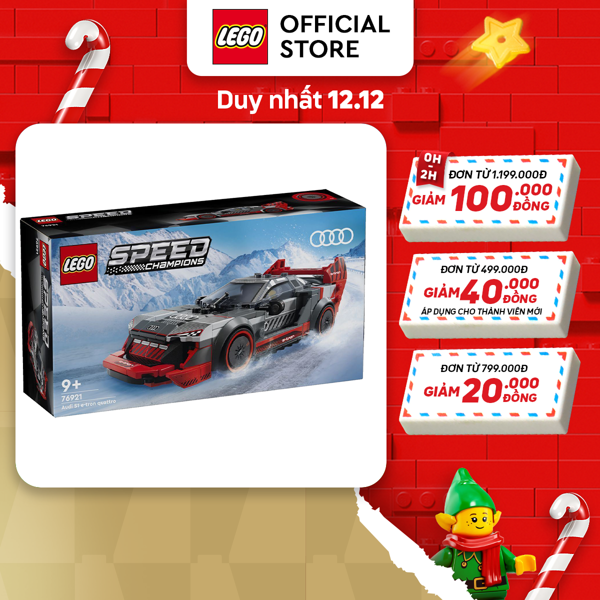 LEGO SPEED CHAMPIONS 76921 Đồ chơi lắp ráp Siêu xe thể thao Audi S1 e-tron quattro (274 chi tiết)