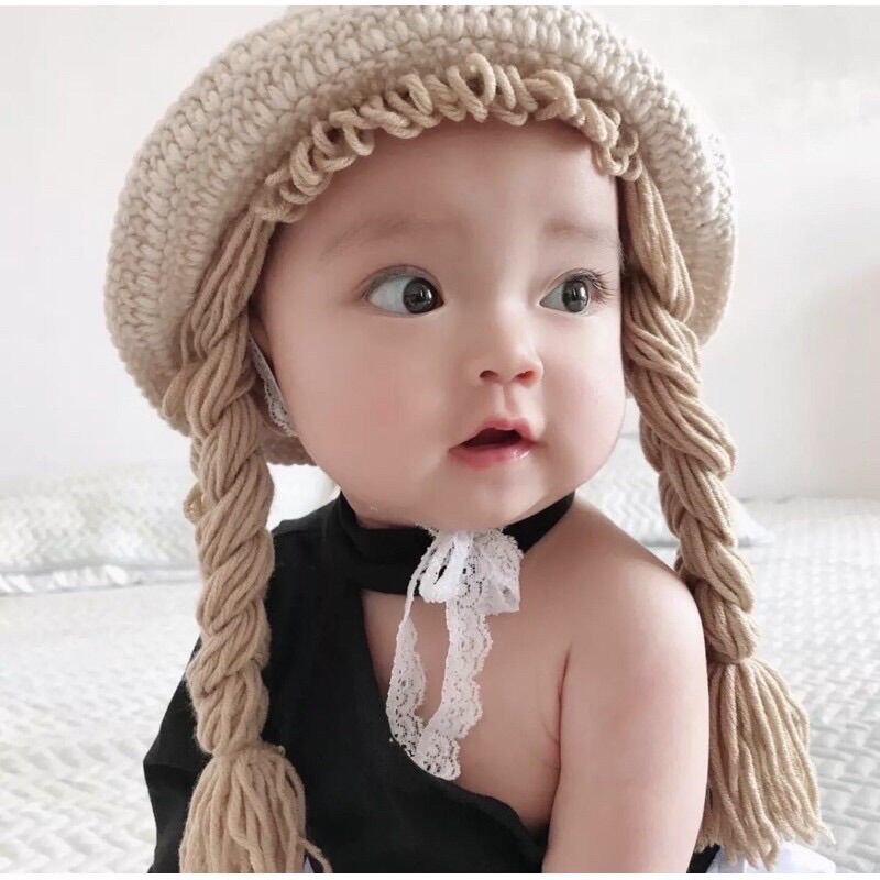 nón tóc giả cho bé kèm túi đeo