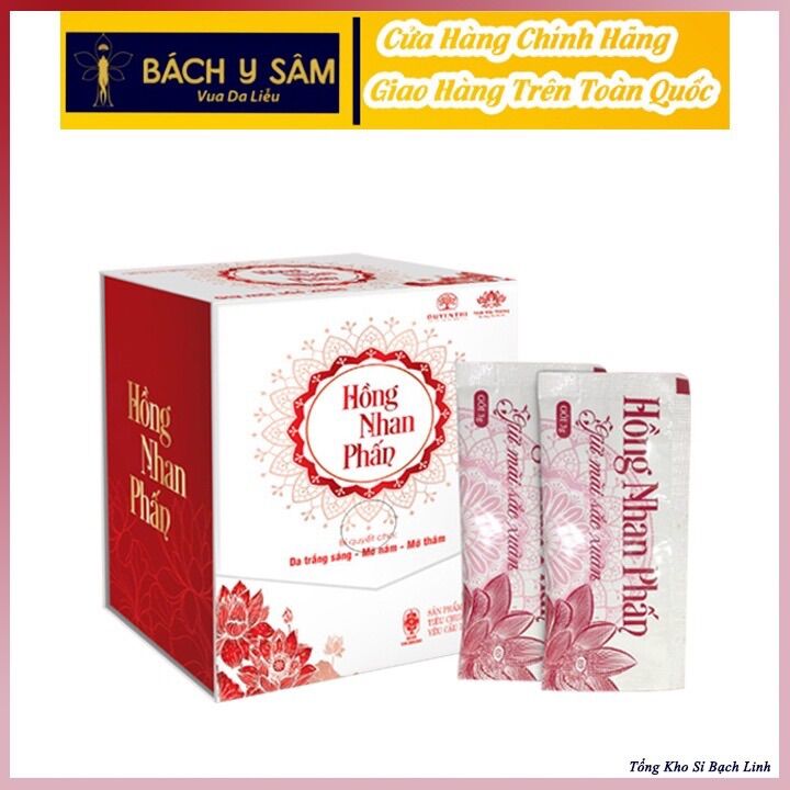 Hồng nhan phấn bách y sâm trắng sáng da mờ nám hộp 20 gói x 3gr