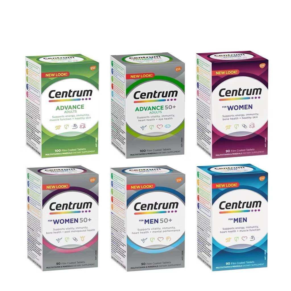 Viên Uống Bổ Sung Vitamin Tổng Hợp Centrum, Centrum Advance & Centrum Advance 50+ hộp 100 viên, men 