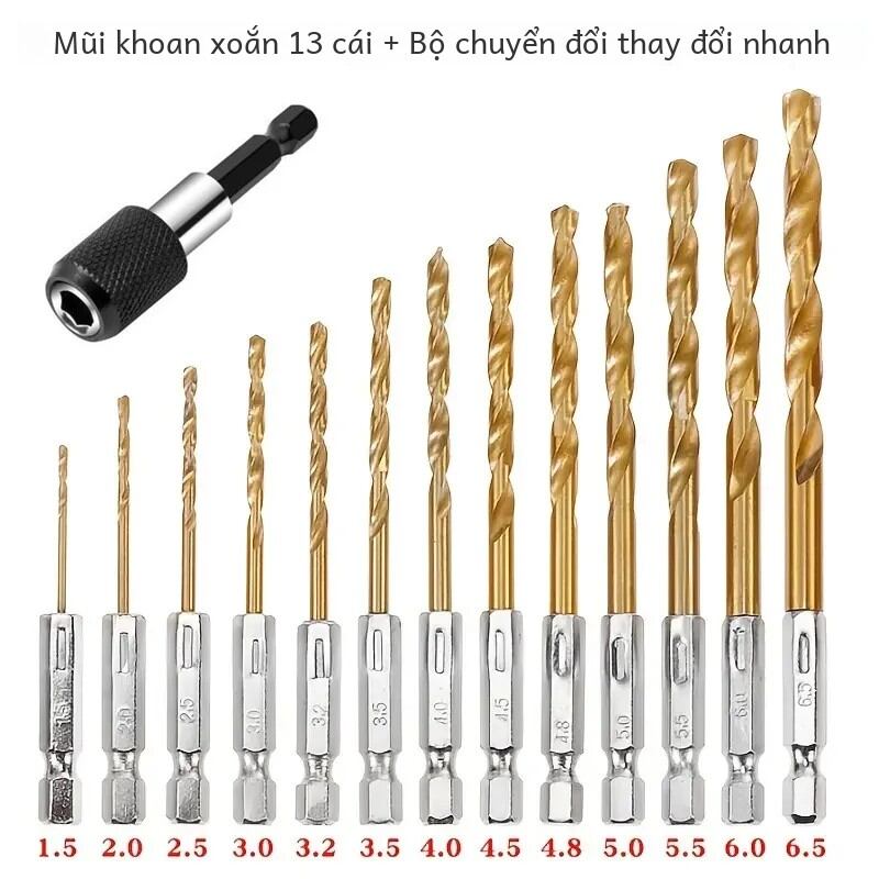 Titan chuôi lục giác xoắn bộ mũi khoan thay đổi nhanh adapter dành cho gỗ nhựa kim loại hợp kim nhôm tác động điều khiển công cụ điện