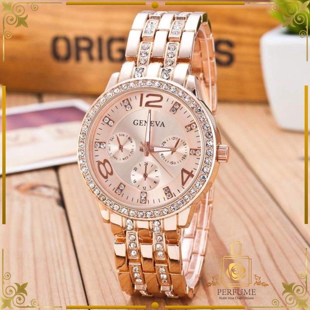 đồng hồ nữ Geneva đính đá dây thép.đồng hồ nữ đính đá cao cấp
