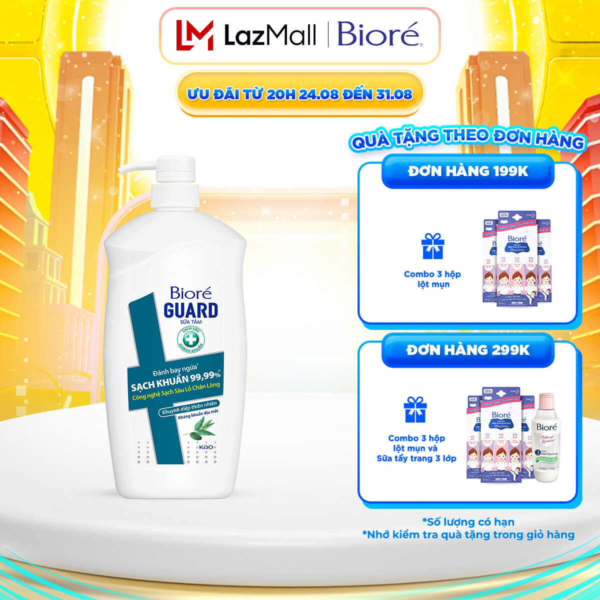 Sữa Tắm Sạch Sâu Kháng Khuẩn Khuynh Diệp Thiên Nhiên Biore Guard 800g