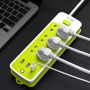 Ổ Cắm Điện Đa Năng Có Đầu Cắm USB Màu Xanh Chống Giật