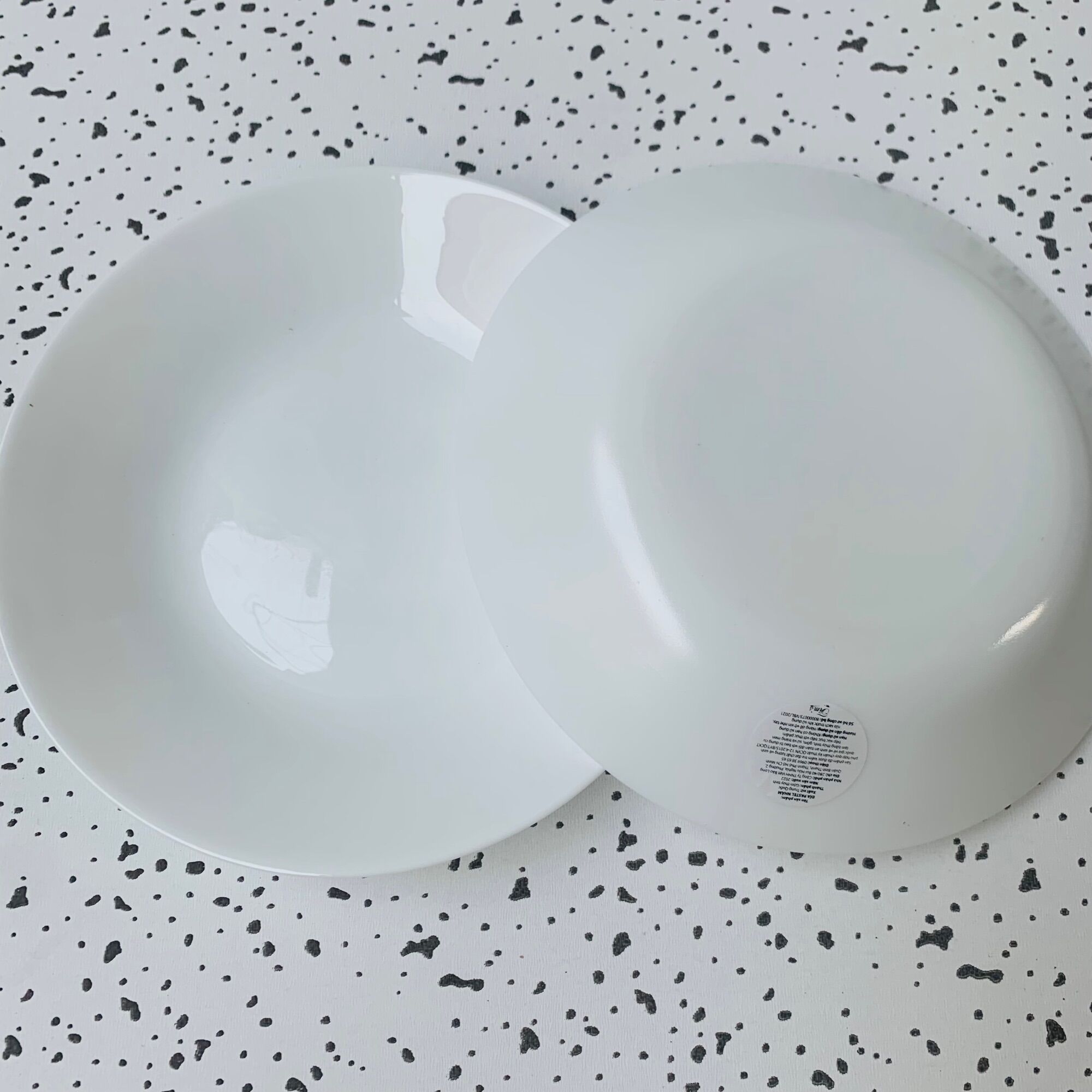 Bộ 2 Đĩa Sứ Pastel Men Ngọc 22cm Trắng Trơn - Dĩa Sứ Sâu Lòng Cao Cấp Tráng Men Sáng Bóng