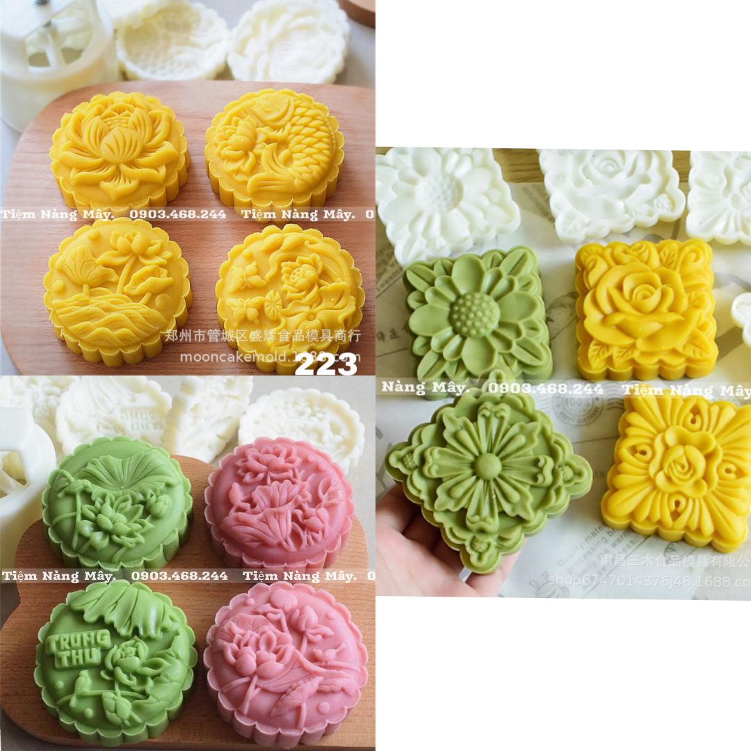 Khuôn trung thu 200- 250g sen, cúc ,hoa