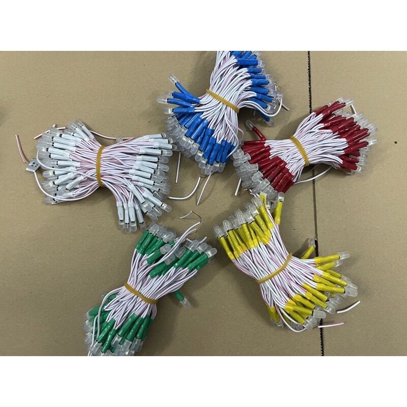 Led ruồi liền dây 5mm điện 12v - dây 100 con