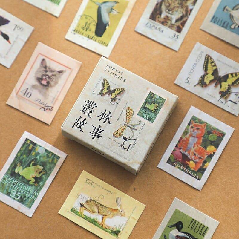 Hộp 46 sticker Forest stories trang trí bullet journal phong cách vintage - Aimée Store