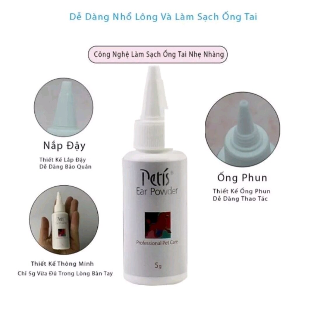 Bột nhổ lông tai chó mèo Petis chai 5g