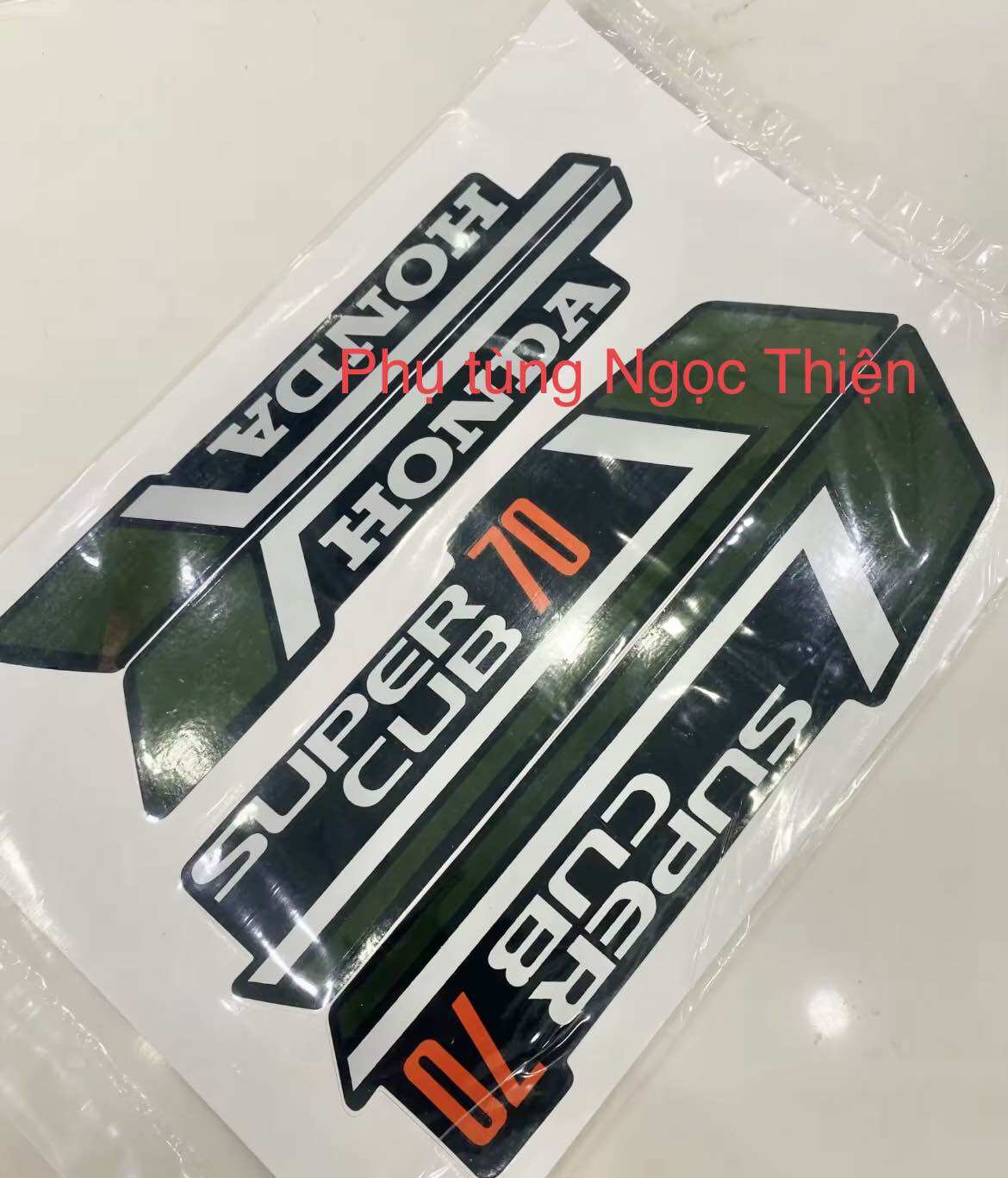 Tem xe Cup 81 70cc xanh rêu, xanh biển