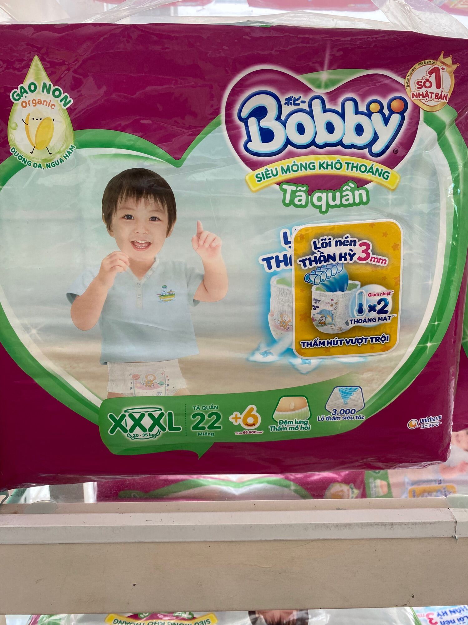 Bỉm tã bobby- tã quần size xxxl22+6 miếng