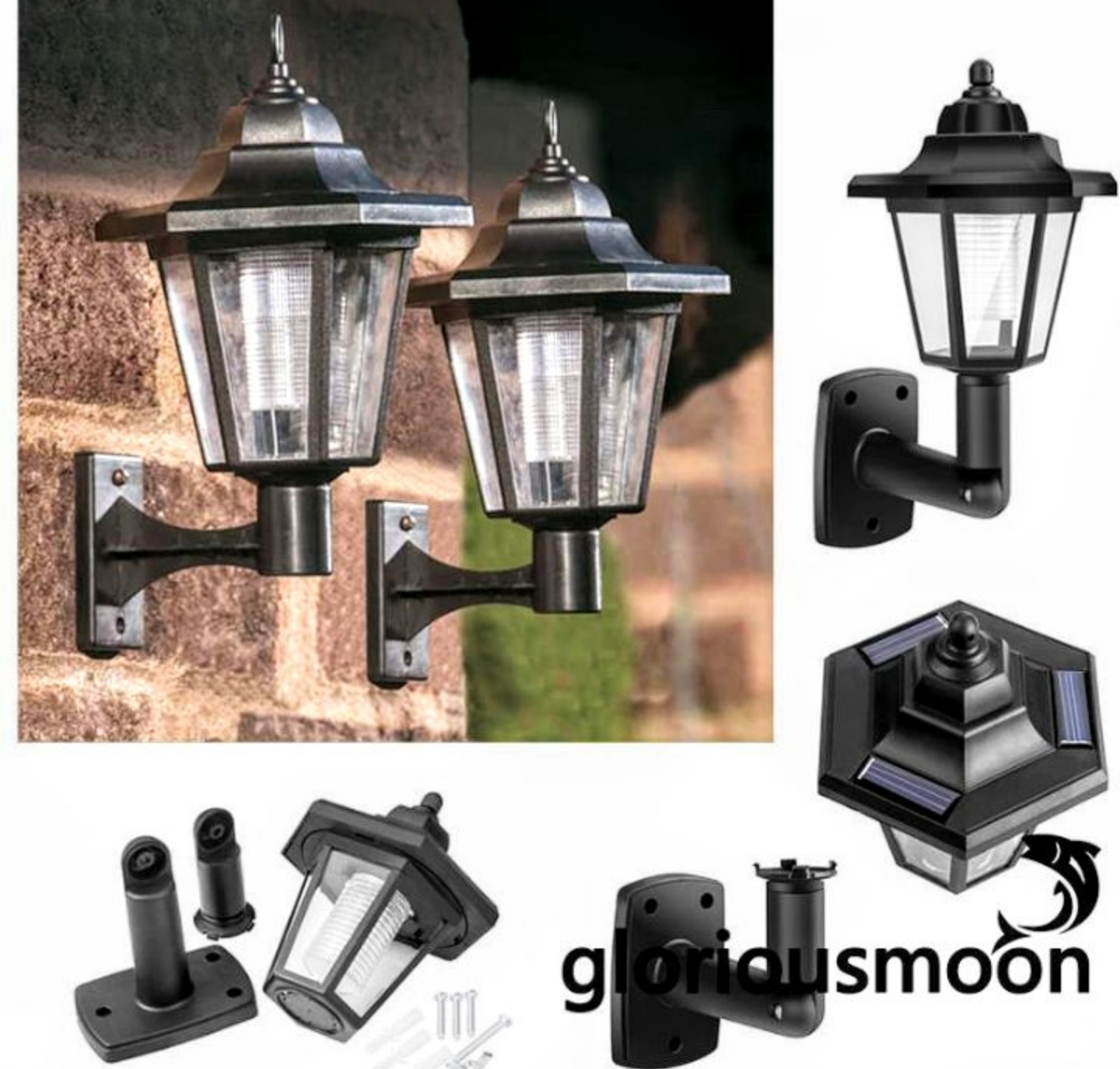 1 đèn led trang trí cột cổ điển năng lượng mặt trời cảm biến thông minh hàng đẹp