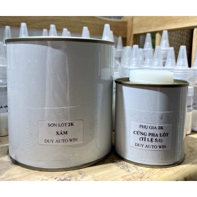 Sơn lót xám nhạt 2k - đậm đặc - bộ 500g và 1kg