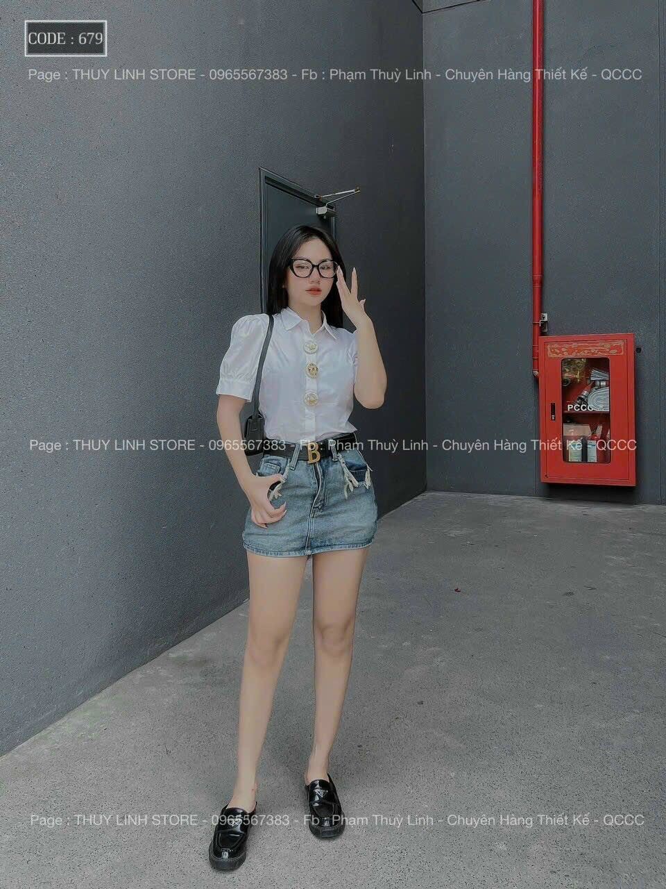 Chân váy jean cao cấp chuẩn shop