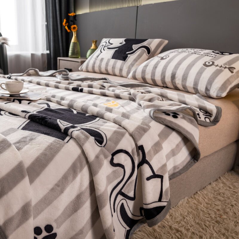 Chăn đắp đắp thảm lông dày dặn mùa đông chăn nhỏ ga giường nhung san hô thảm xuân thu nhung flannel ngủ trưa văn phòng một người