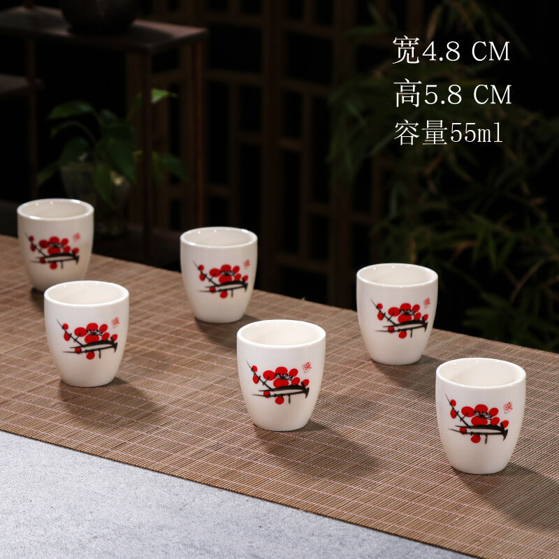 Ly Rượu Trắng Gốm Sứ Tráng Men, Ly Rượu Nhỏ Vẽ Tay Rượu Mạnh Gia Dụng, Ly Kiểu Cũ, Ly Rượu Giả Cổ Phong Cách Trung Quốc