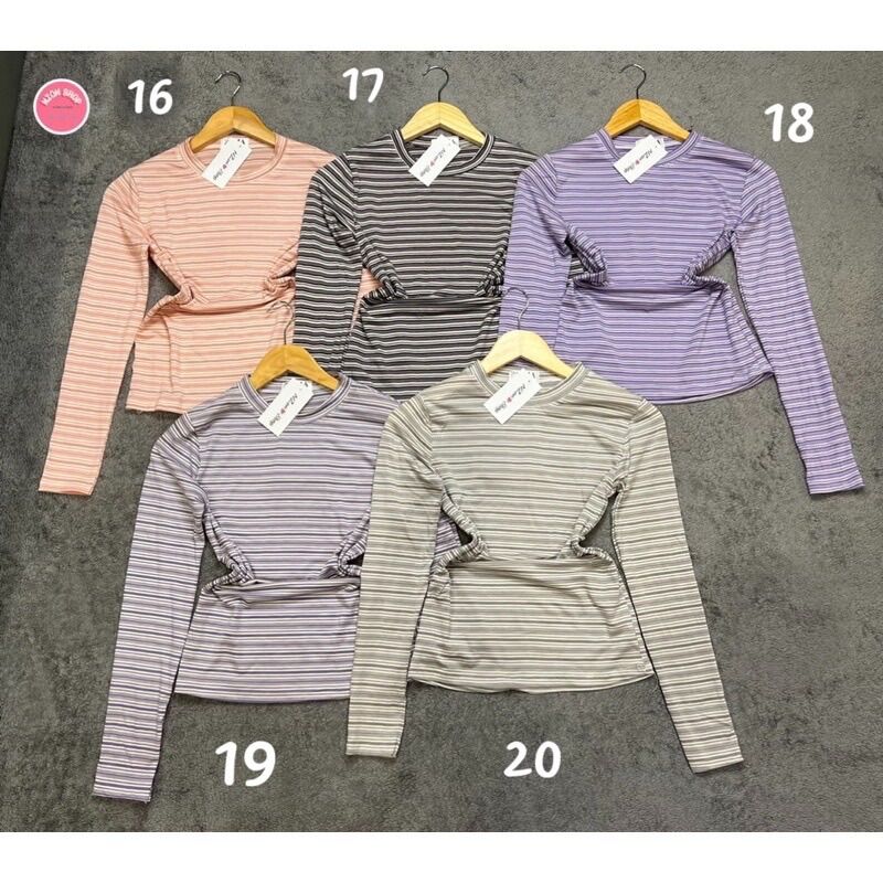 Combo 3 áo thun sọc cổ tròn tay dài