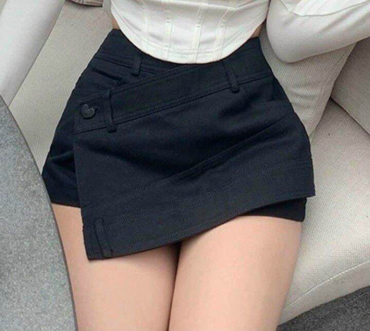 Quần shorts giả váy đắp chéo chất vải kaki hàng y hình