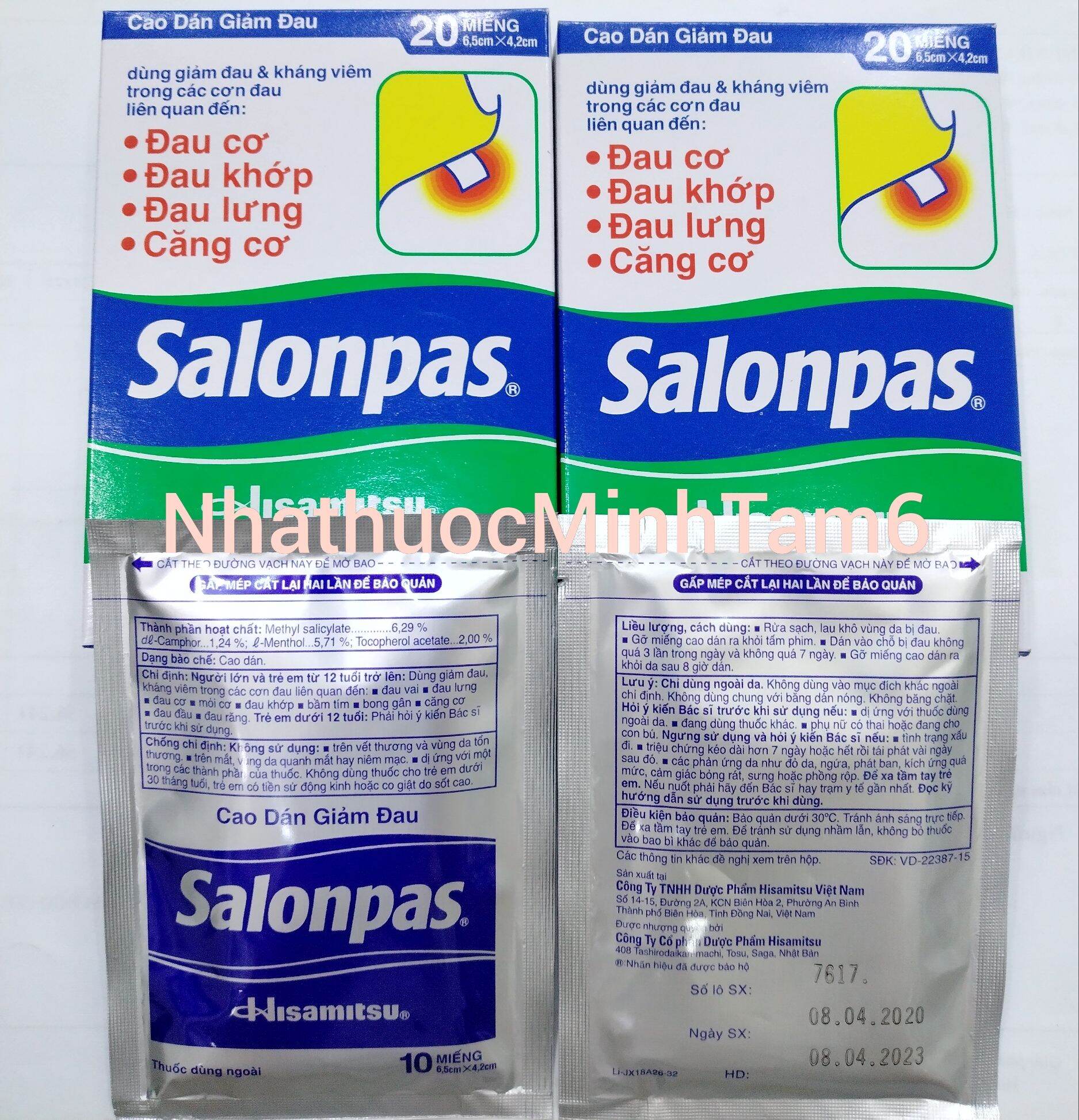 [Hcm]Miếng Dán Salonpas Giảm Đau Nhức - Hộp 2 Gói X 10 Miếng