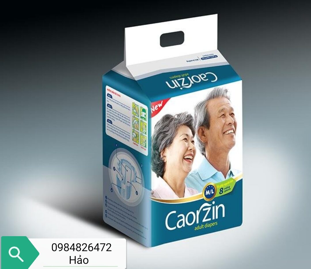 Bỉm dán người già CAOZRIN 8 miếng dùng thử size M/L 68_120cm tã mềm mỏng thấm hút tốt giúp bề mặt khô thoáng