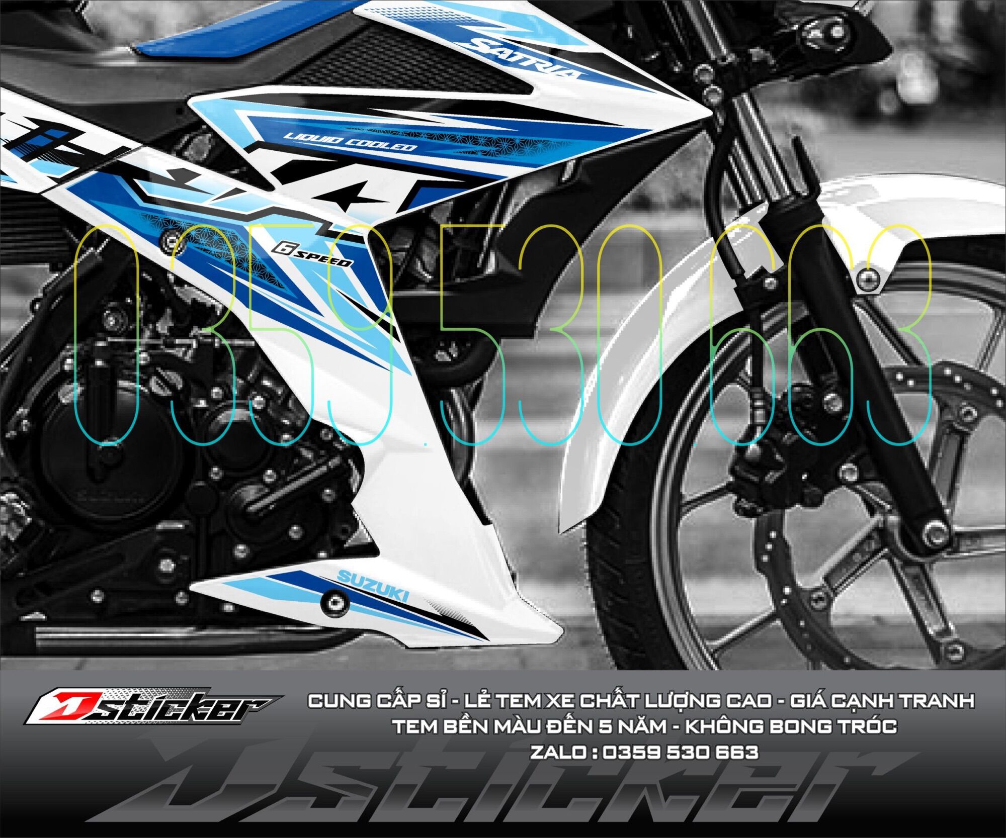 Tem rời satria xe trắng - tem xanh gp - hot 2021
