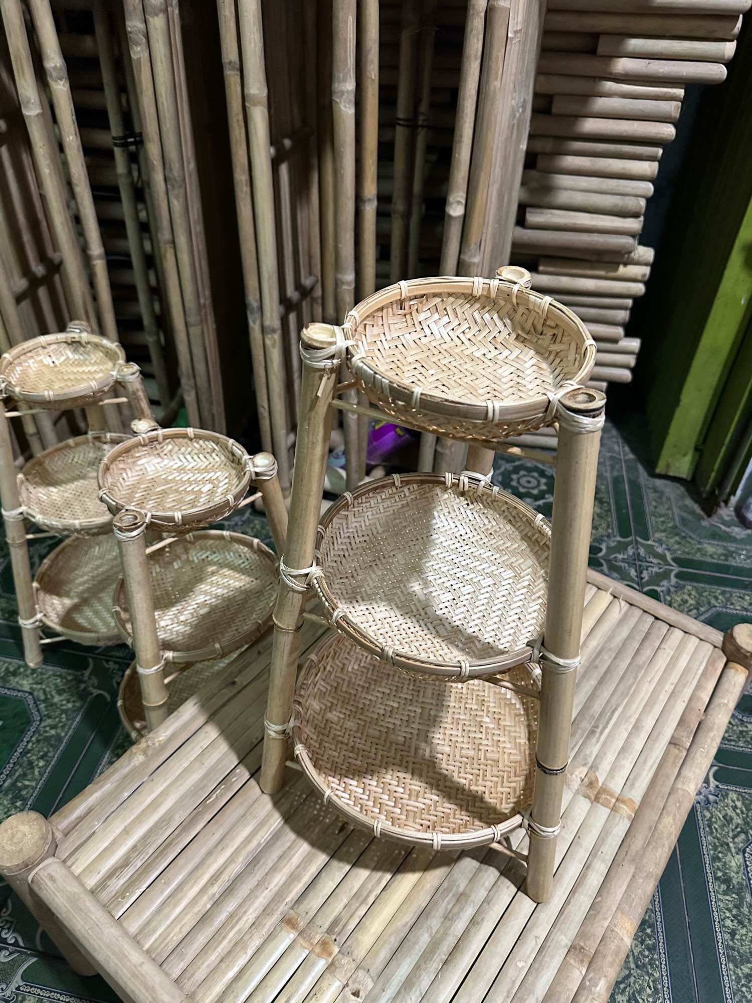 Kệ rổ tre 3 tầng đa năng