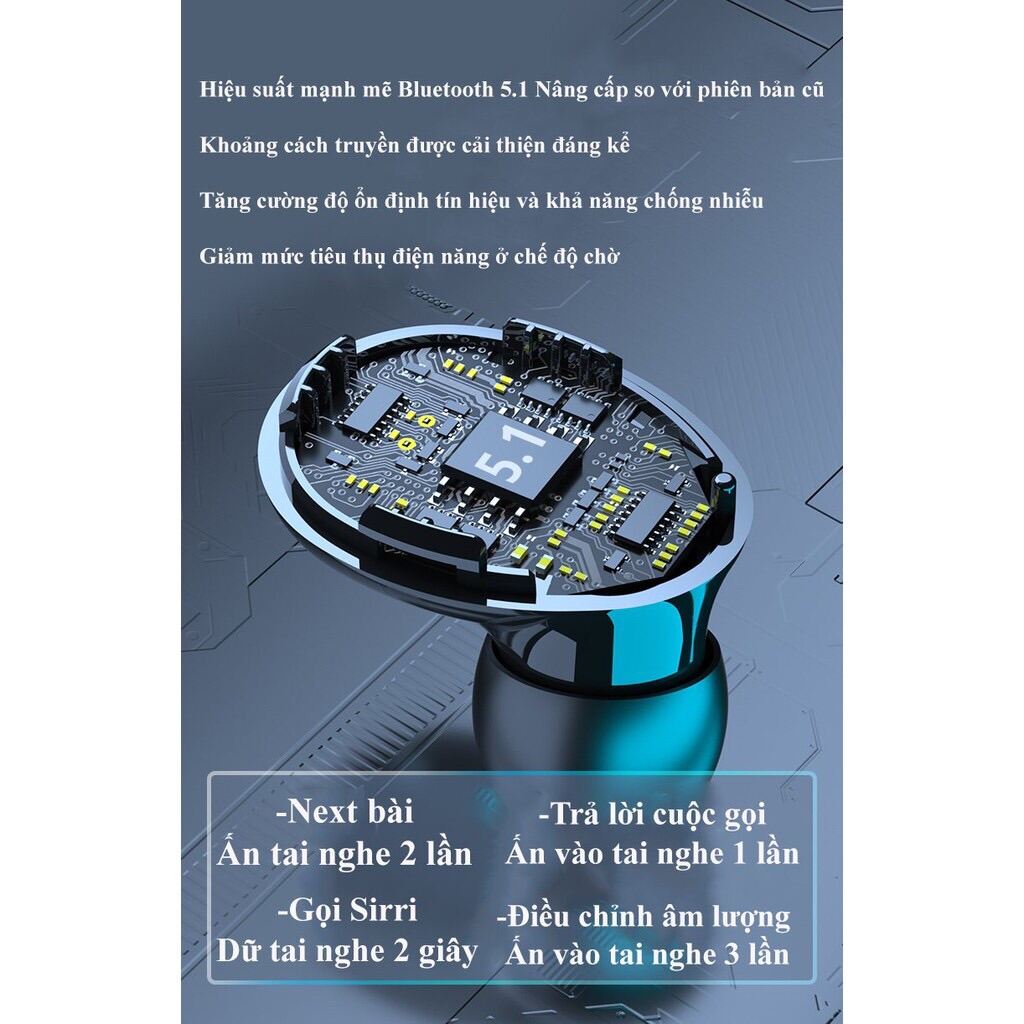 Tai nghe bluetooth không dây bass mạnh M10 TWS v5.1 3500mah nút chạm cảm ứng âm thanh HIFI