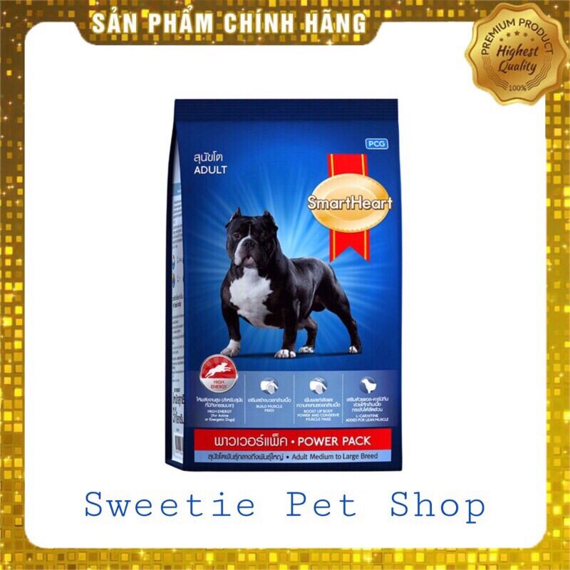 Bao 20kg Smartheart power pack adult dog - Thưc ăn hạt cho chó trưởng thành