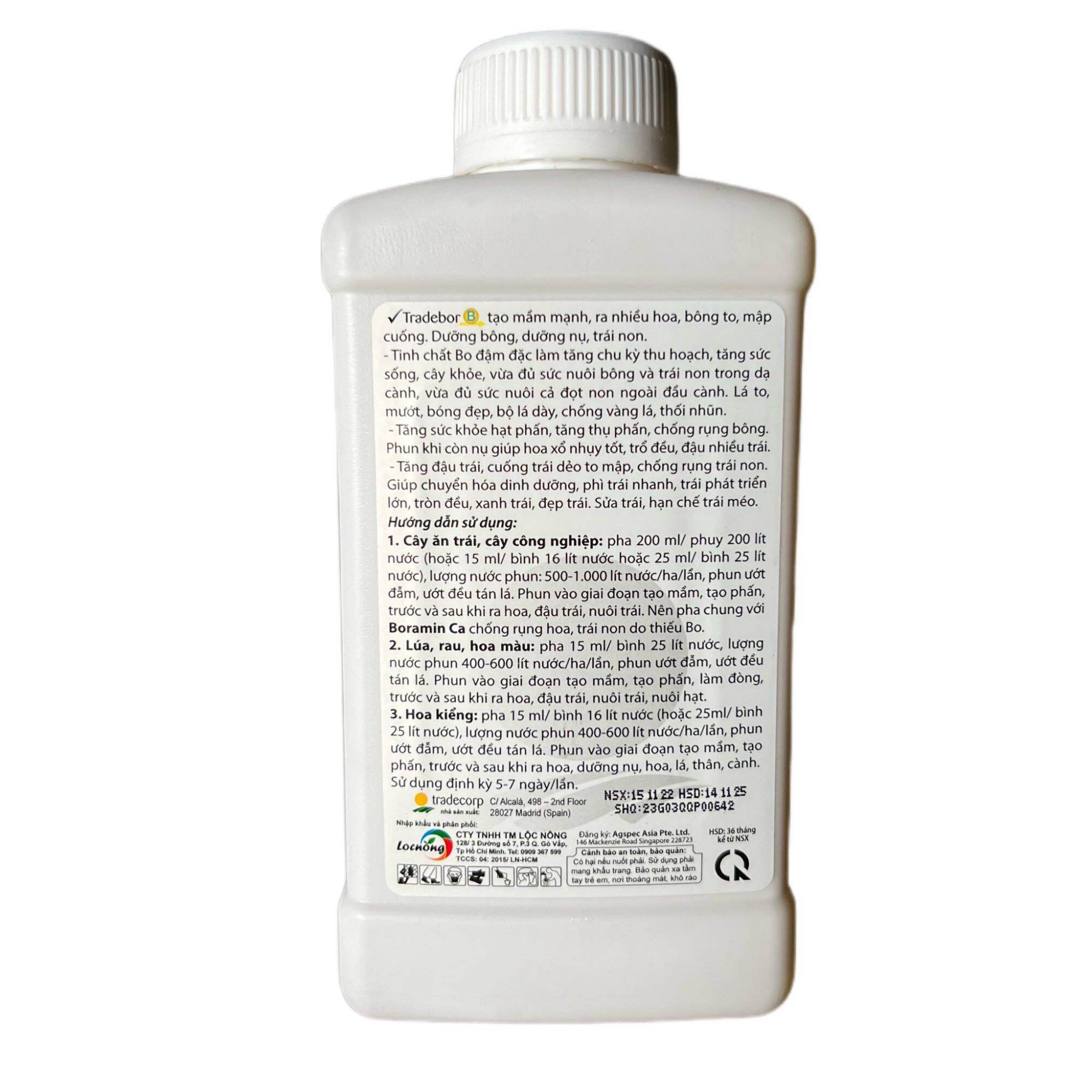 Phân bón lá vi lượng TRADEBOR chai 500ml