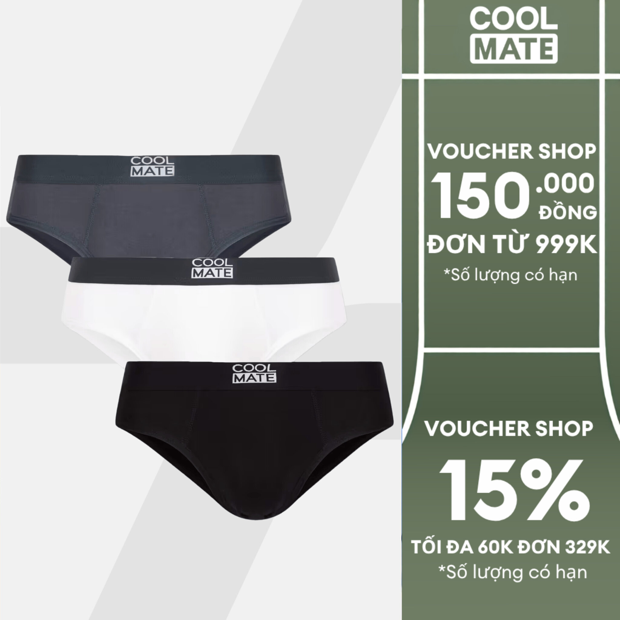 COMBO 3 Quần lót tam giác nam Brief Bamboo mềm mại, thám hút, kháng khuẩn Coolmate