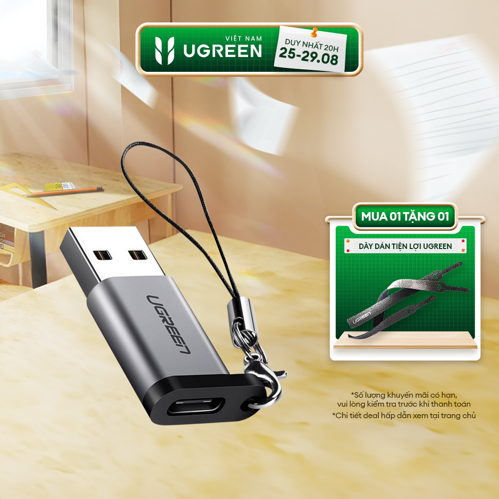 Đầu chuyển đổi USB-C sang USB 3.0 UGREEN US204 US276 | Hỗ trợ tốc độ 200MB/s | Kích thước gọn nhẹ | Bảo Hành 18 Tháng 1 Đổi 1 | 40932 50533