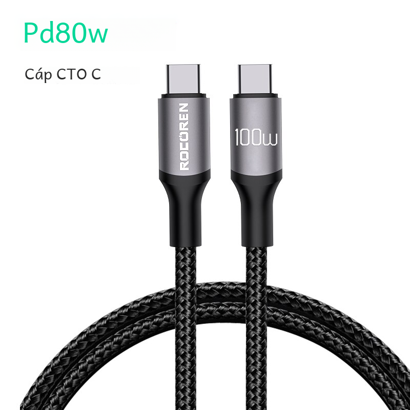 Cáp rocoren 240w usb-c sang usb type-c pd 3.1 sạc nhanh 100w dây sạc 2m cho macbook pro laptop xiaomi usbc