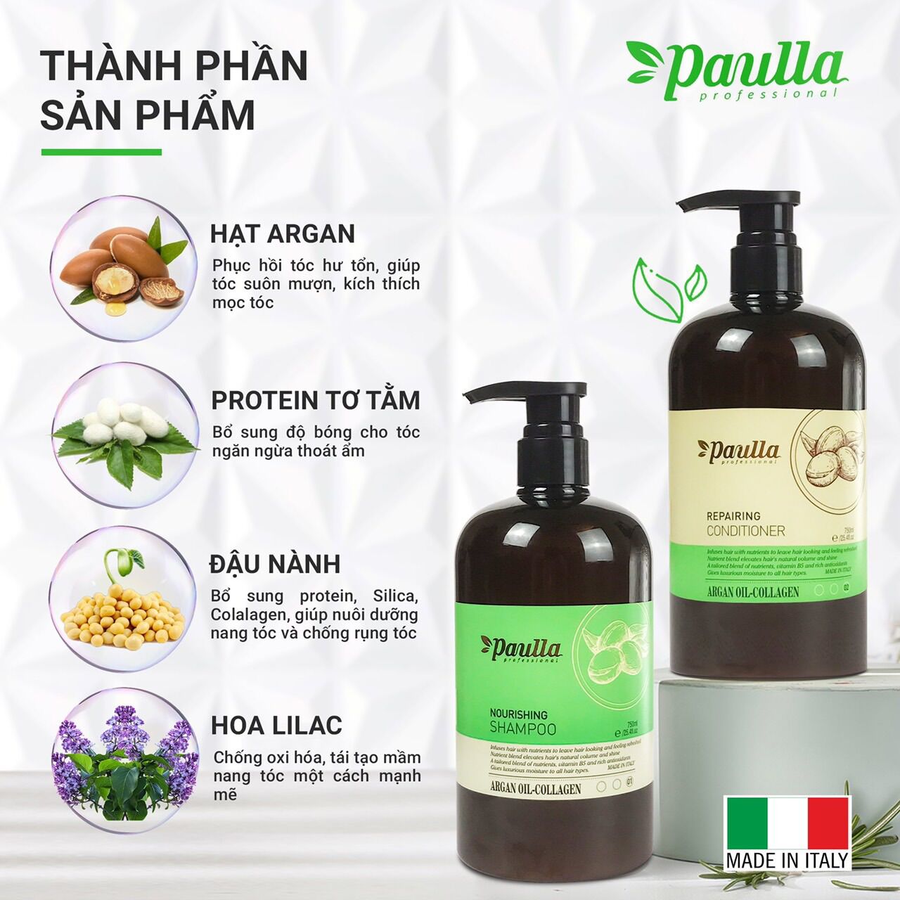♦️freeship♦️ cặp gội xả paulla 750ml| tái sinh, phục hồi tế bào mầm tóc, giảm gãy rụng, kiềm dầu, thơm hương nước hoa