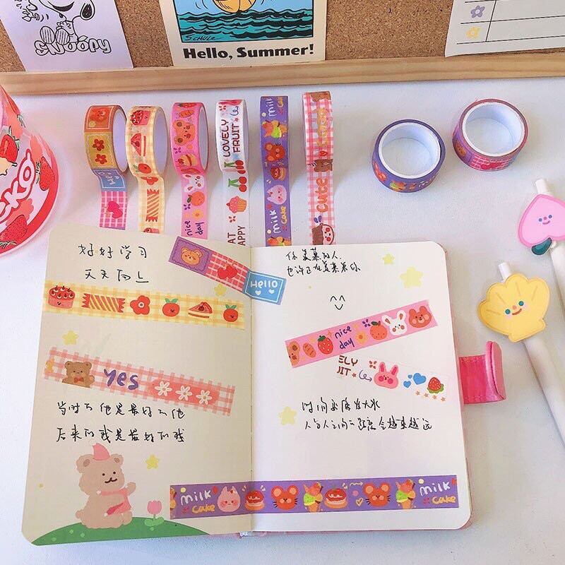 Combo 5-10 cuộn washi tape dễ thương