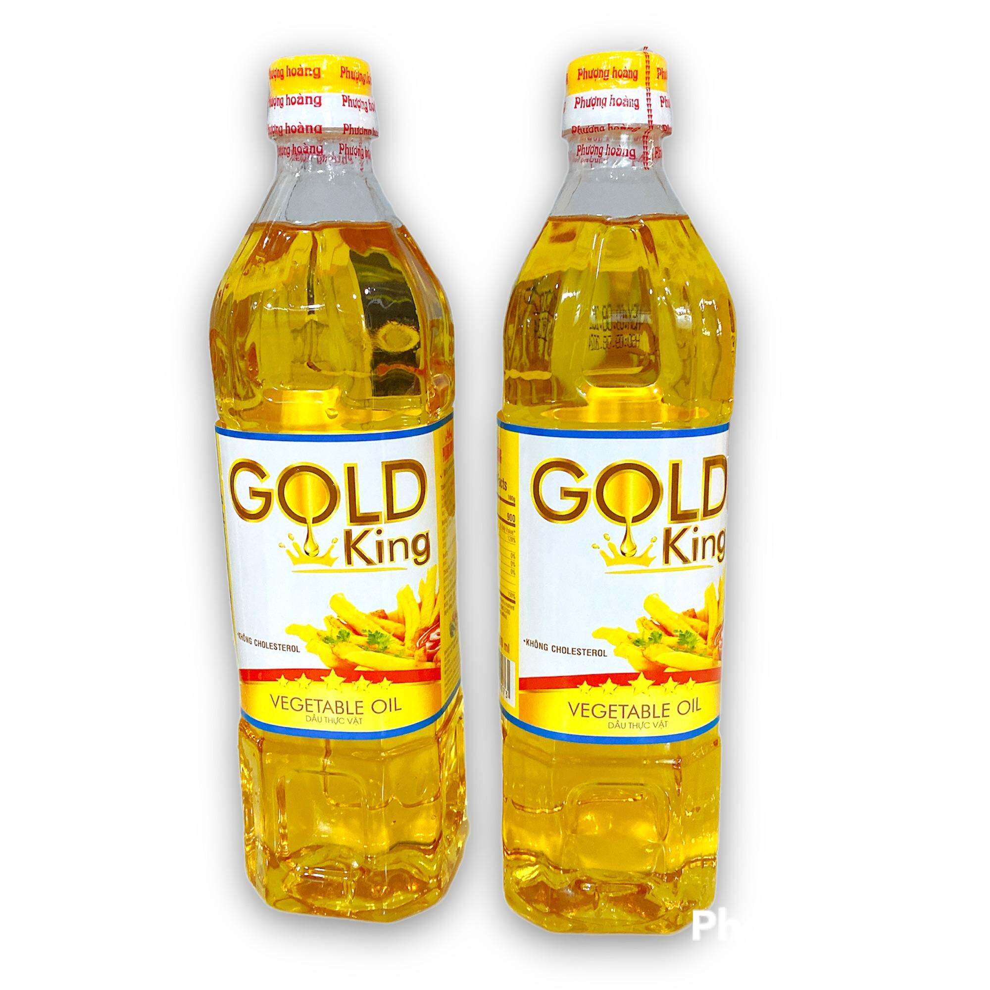 Combo 2 chai ( mỗi chai 900ml) dầu ăn thực vật Olein cọ 100%, Gold King Phượng Hoàng Cty Huy Mai. Date 24 tháng