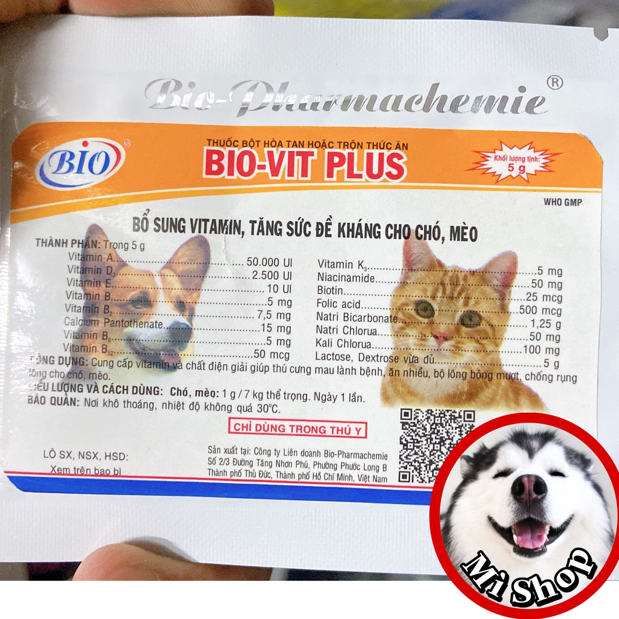 Bio Vit Plus Vitamin cao cấp dành cho thú cưng gói 5gram