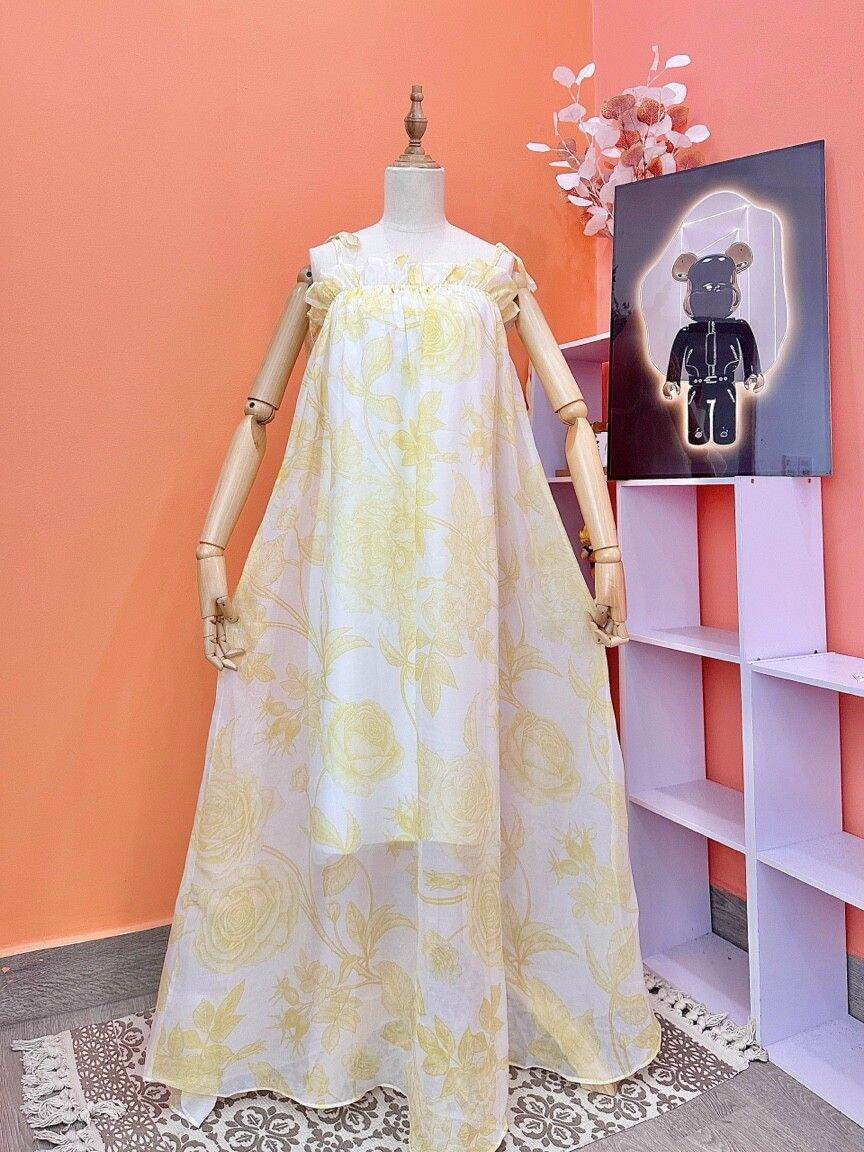 Đầm 2s babydoll hoa hồng màu pastel