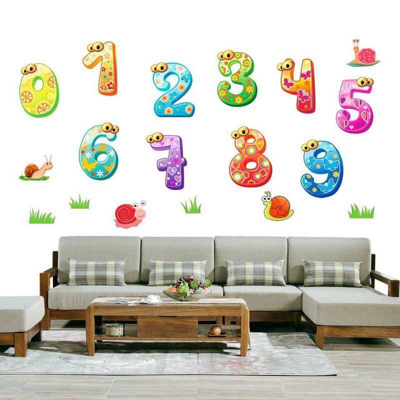 Decal dán tường bảng chữ số cỡ lớn cho bé