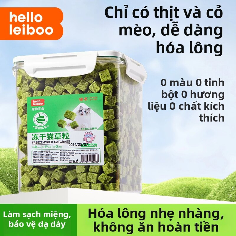 HELLOLEIBOO | Đồ Ăn Mèo Cỏ Giúp Loại Bỏ búi Lông & Mài Răng