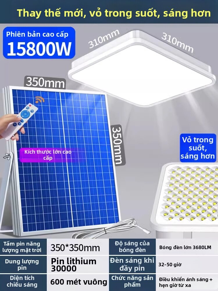 Đèn Trần Năng Lượng Mặt Trời Công Suất Cao Sáng