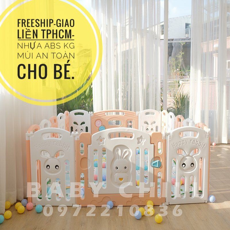 Quây cũi nhựa gấp gọn cho bé(+100 bóng)